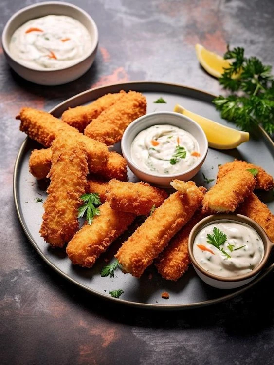 Fish fillets, finger and biscuits